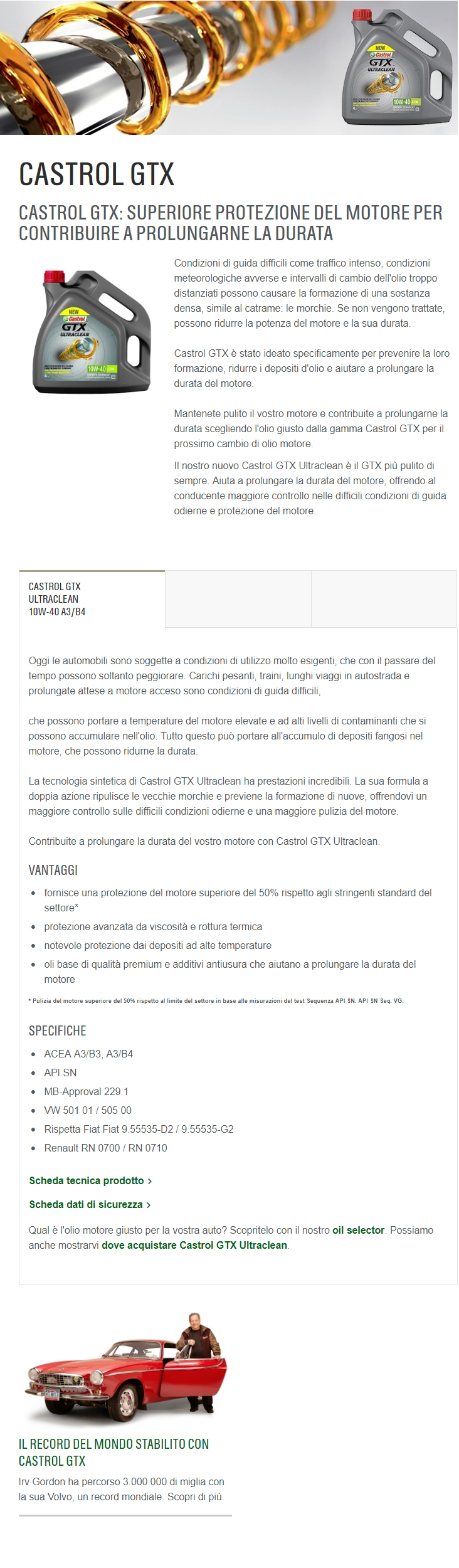 descrizione castrol gtx 10w40