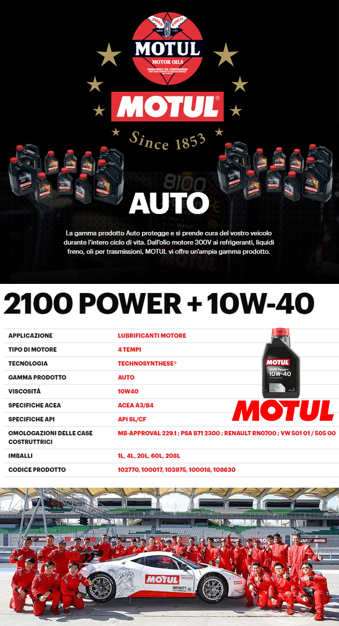 Olio motore 10w40 - MOTUL 2100 POWER 1 Litro